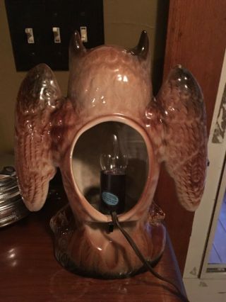 Vintage Great Horned Owl TV Lamp Mid Century Kron Texas Light Electric USA MCM 4
