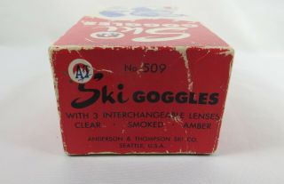 Vtg.  A&T SKI GOGGLES Box 3 Interchangeable Lenses Anderson & Thompson 4