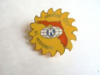 Vintage St Petersburg Florida Sunshine City Kiwanis Club Enamel Pin