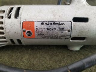 Vintage Black & Decker 1/4” Heavy Duty Shorty Drill Model 1065 W/key 2