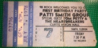 Vintage 1978 Tom Petty Concert Ticket Stub Tampa Fl 7/7/78 Curtis Hixon Hall
