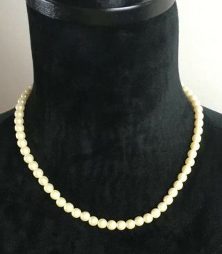 Elegant Single Strand Vintage Faux Pearl Collar Necklace Barrel Clasp