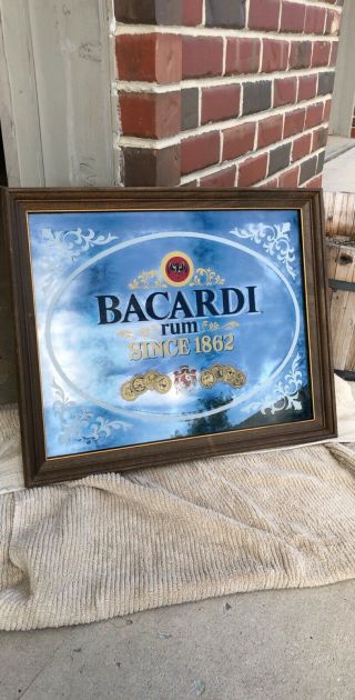 Vintage Bacardi Rum Since 1862 Mirror Sign 22 " X 18 " Made In 1978