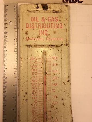 Vintage Conoco Metal Advertising Thermometer.  Oil & Gas.  McAlester,  Oklahoma. 3