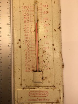Vintage Conoco Metal Advertising Thermometer.  Oil & Gas.  McAlester,  Oklahoma. 4
