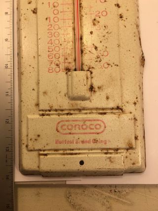 Vintage Conoco Metal Advertising Thermometer.  Oil & Gas.  McAlester,  Oklahoma. 5