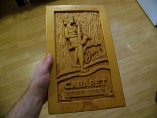 Vintage 3d Hand Carved Cabaret Shubert Theater Saxophone Player Wood Sign Plaque