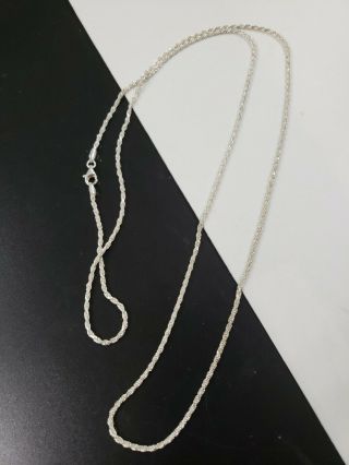 Vintage Sterling Silver 925 2 Mm Rope Chain Necklace 30 " L (9.  1g)