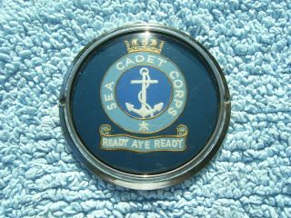 Vintage 1960s Sea Cadets Corps Car Badge - Old Nautical Club Aye Ready Auto Emblem