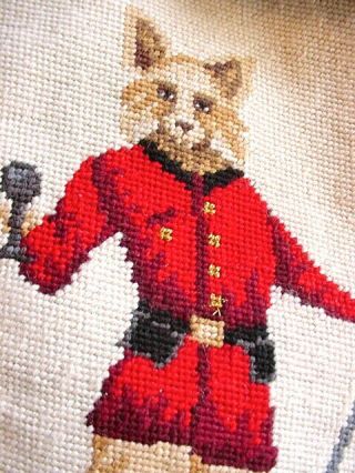 Vintage Christmas Needlepoint STOCKING Redcoat Fox Master of Hounds 19 