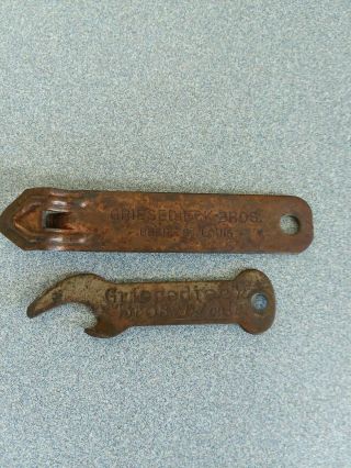 2 Different Vintage Beer Bottle And Can Opener Griesedieck Bros.  St.  Louis