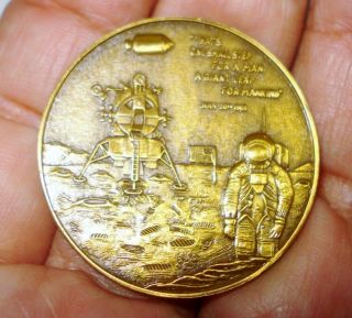 Vintage Apollo 11 Medallion Coin Moon Landing Neil Armstrong Design Bronze Nr