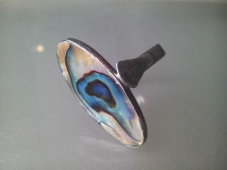 Vintage Large Sterling Silver & Abalone Shell Ring.