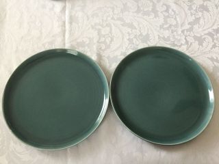 Set Of 2 Vintage Russel Wright Steubenville Pottery Seafoam Green Dinner Plates