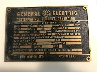 Vintage General Electric GE Alternating Current Generator - Not Stamped 2