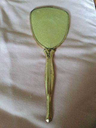 Vintage Gold Tone Hand Held Vanity Mirror