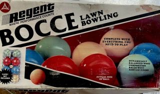 Vintage Bocce Ball Set Lawn Bowling Game Made In Italy - Regent Lacquered Wood