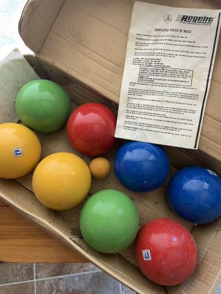 Vintage Bocce Ball set lawn bowling game Made in Italy - Regent Lacquered Wood 2