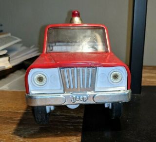 Vintage Mini Tonka Jeep Red Fire Chief Wagoneer1960’s Pressed Steel 3