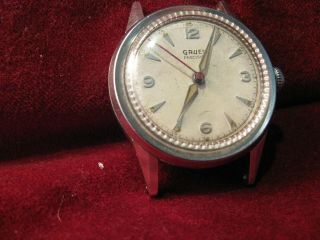 Vintage Gruen Precision 17 Jewel Autowind Gxc 490ss 6 - 6558 Swiss Watch Runs