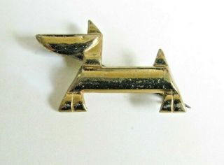 Vintage Art Deco Czech Brass Dog Pin Brooch