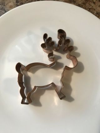 Vtg William Sonoma Wilton Big Reindeer Copper Cookie Cutter Biscuit Santa Deer