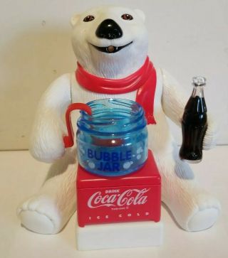 Vintage Coca Cola Bubble Blowing Polar Bear Collectible By Kurt Adler - 1996 -