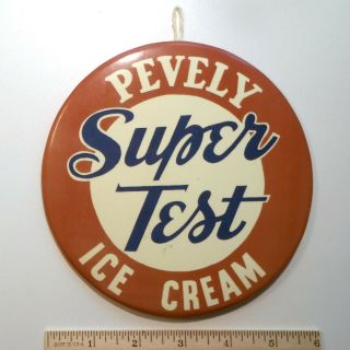 Vintage 1950s Pevely Test Ice Cream Shop Grocery Store 6 " Dia Metal Sign