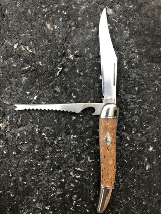 Vintage Imperial Usa Fishing Pocket Knife 2 Blades Swirl Grips