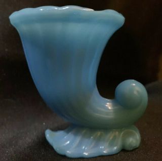 Vintage Slag Glass Blue Horn Of Plenty Nyc Vogue Merc Co.  Usa Approx.  3 Inches