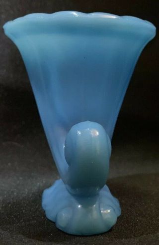 Vintage Slag Glass Blue Horn of Plenty NYC Vogue Merc Co.  USA Approx.  3 Inches 2