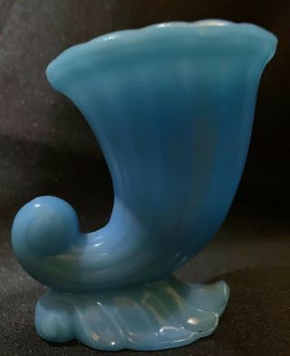 Vintage Slag Glass Blue Horn of Plenty NYC Vogue Merc Co.  USA Approx.  3 Inches 4