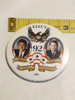 Vtg 1992 Elect Clinton Gore Political Election Campaign Button Pin Ships