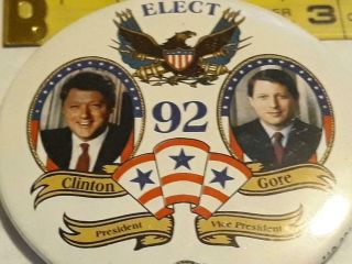 Vtg 1992 Elect Clinton Gore Political Election Campaign Button Pin Ships 2