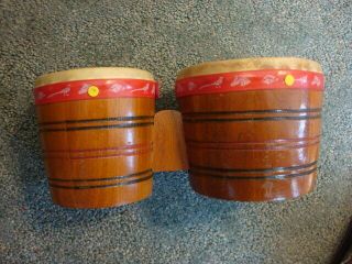 Vintage Wood Lap Bongo Drums