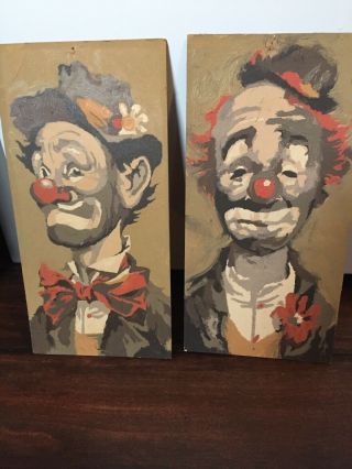 Vintage Paint By Number Set Of 2 Clowns 1960’s