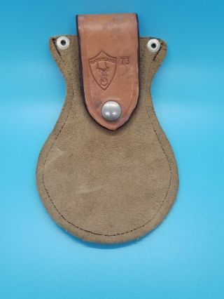 Vintage Unique Safariland Belt Loop Brown Leather & Suede Round Holster Holder
