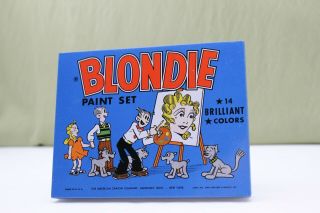 American Crayon Co.  Vintage Blondie Water Color Paint Set 14 Brilliant Colors