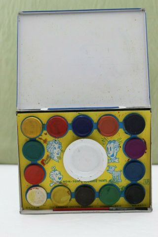 American Crayon Co.  Vintage BLONDIE Water Color Paint Set 14 Brilliant Colors 2