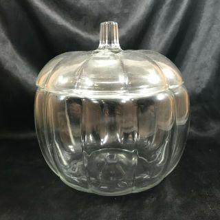 Vintage Clear Glass Pumpkin Canister Cookie Jar
