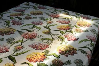 Vintage Cotton Bark Cloth Fabric 44x68 Fab Flowers