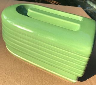 Vtg Art Deco Hall Pottery Refrigerator Leftover Dish Exc U Shaped Brite Green