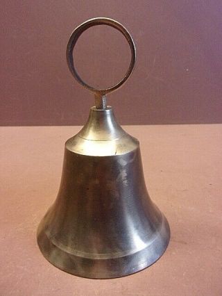 Vintage Hand Held Brass Bell W/finger Handle 
