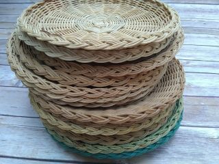 13 Vintage Wicker Rattan Bamboo Paper Plate Holders