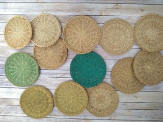 13 VINTAGE WICKER RATTAN BAMBOO PAPER PLATE HOLDERS 5