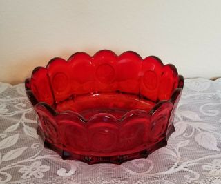 Vintage Fostoria Red Coin Scalloped Bowl