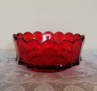Vintage Fostoria Red Coin Scalloped Bowl 2