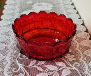 Vintage Fostoria Red Coin Scalloped Bowl 3