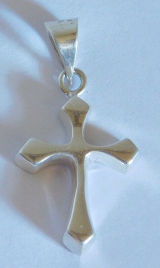Vintage Taxco Mexico Sterling Silver 3 - D Puffy Cross Religious Pendant