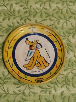 1942 Ohio Arts Vintage Litho Disney Tea Set Saucer Only : Pluto " W.  D.  P.  "